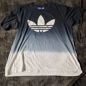 adidas Short Sleeve Ombre Trefoil Tee in Navy and White